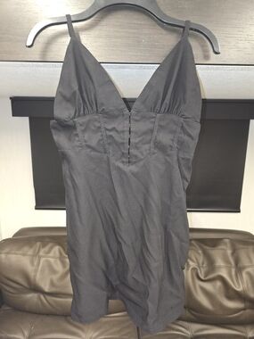 Cider Black V-Neck Sleeveless Mini Dress